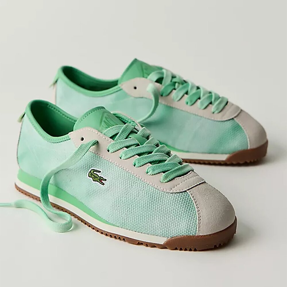 NEW Lacoste + Free People Movement Club Low Sneakers Size 6 Mint + White